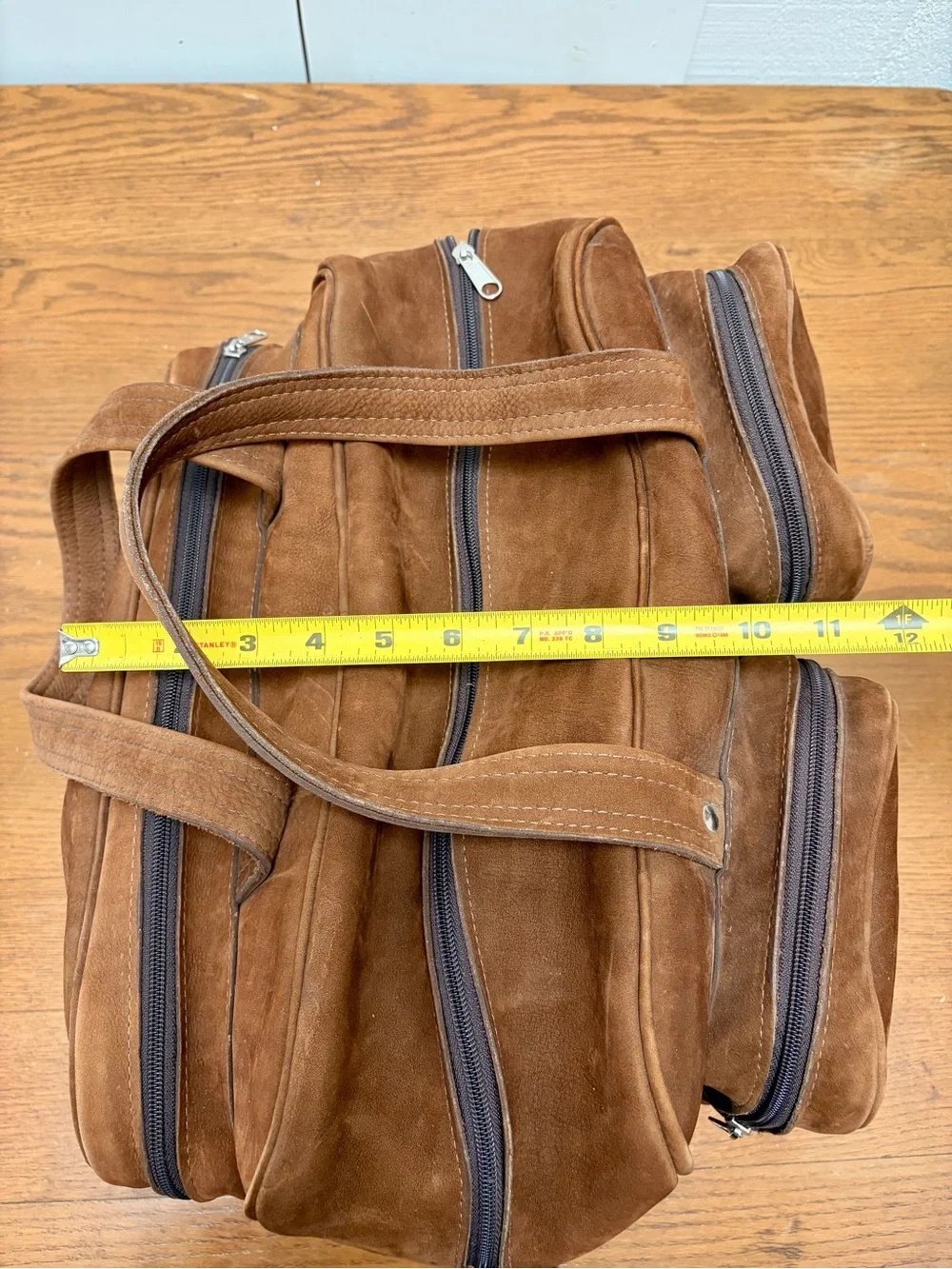 R.B. Vintage Genuine Leather Brown Suede Duffel Bag Weekender Travel Bag